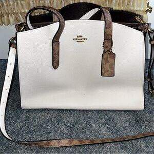 Coach White and Brown Tote Bag